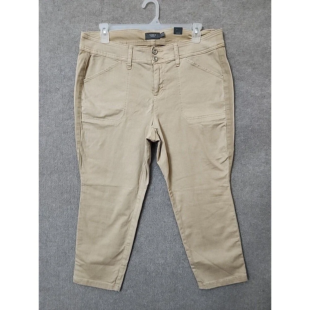 Torrid Aviator Crop Skinny Pants Womens 18 Brown Striped Twill Stretch NEW